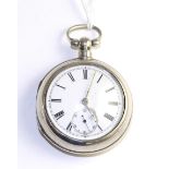 A silver pair cased pocket watch, 1894, lever movement signed W H Brown & Co St Andrews, dust cover,