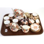 Royal Crown Derby Imari tea service comprising four cups and saucers, teapot, cream jug and sugar
