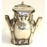 A silver inkwell in the form of a Toby, Birmingham, 1911, stamp registration number 579667