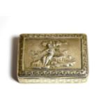 A George III silver snuff box, by Joseph Willmore, Birmingham, 1814, figural panel with shepherd boy