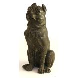 A 19th century spelter figure of a seated dog, 28cm