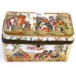 A metal mounted Capodimonte style porcelain casket, late 19th century, moulded and painted with