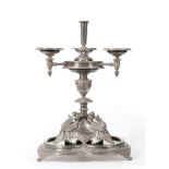 A Victorian silver plated centrepiece, engraved, presented to Mrs Cooke, July 1898, with central