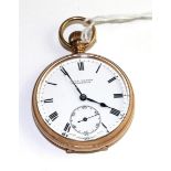 A 9ct gold open faced pocket watch, signed John Mason, Rotherham, 1925, lever movement, enamel
