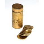 A Duke of Wellington British Victories in the Peninsular Campaign cylindrical brass box by