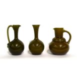 A Linthorpe Pottery Jug, shape No.826, olive glaze, impressed LINTHORPE 826, 18cm; and Two Other