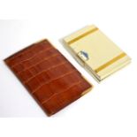 Brown crocodile leather wallet by The Alexander Clark Co, with 9ct gold corner mounts and a Art Deco