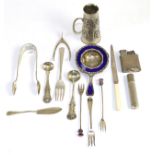 A collection of assorted silver and white metal, including an Indian double measure, a silver and