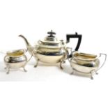 A three piece Walker & Hall silver tea service