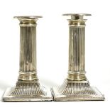 A pair of late Victorian silver column candlesticks, London 1897, Charles Stuart Harris