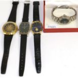 Four plated and stainless steel wristwatches, signed Zenith, lady's stainless quartz wristwatch,