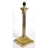 Silver plate Corinthian column table lamp base