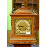 A German oak quarter striking table clock