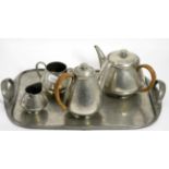 A Liberty & Co Tudric pewter twin-handled tray, stamped 9 MADE IN ENGLAND TUDRIC PEWTER 043 19 INCH,