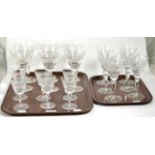 A quantity of Waterford glass comprising six red wine glasses, six white wine glasses and six port