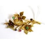 A 9ct gold gem set spray brooch6g