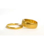 Two 22ct gold band rings