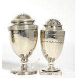 A Georgian silver pedestal pepperette and another (2) 5.8ozt