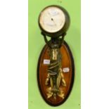 An unusual figural wall mounted aneroid barometer, circa 1900, the maiden figure in robes mounted on