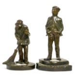 A pair of bronzes, early 20th century, signed Dam Gros (?), one of a sweeper, the other of a boy,