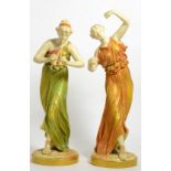 Two porcelain Worcester figures, underside numbered to both figures 1827 and 1828, bases signed