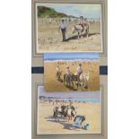 William Norman Gaunt (1918-2001) ''Donkeys on the sands at Filey'' Signed, inscribed verso, together