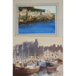 William Norman Gaunt (1918-2001) ''Fishing boats in harbour at Scarborough'' Signed, inscribed