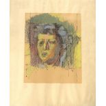 After Jacques Villon (1875-1963) French ''Tete d'homme'' Hand coloured lithograph, numbered 151/400,