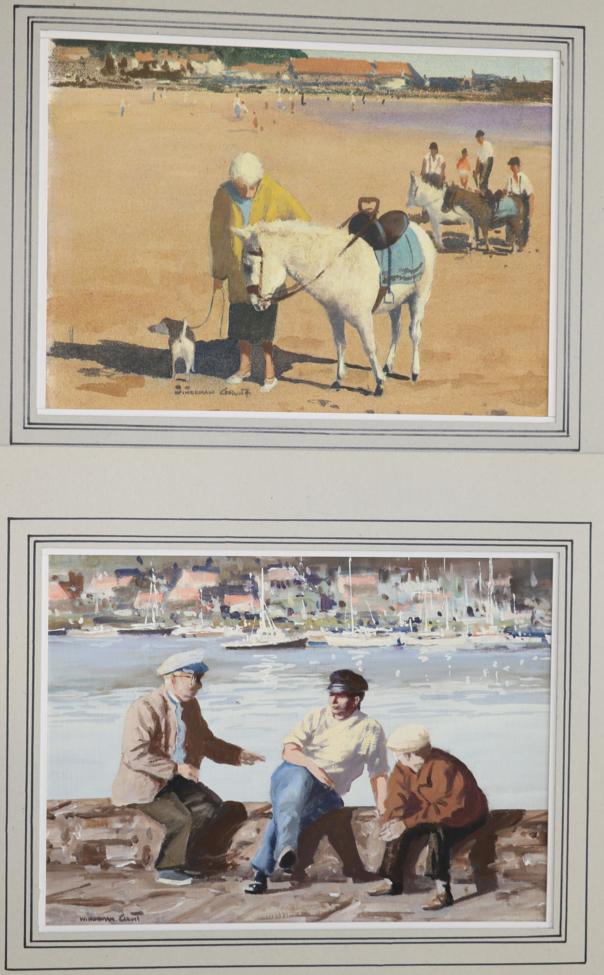 William Norman Gaunt (1918-2001) ''Donkeys on the Sands at Scarborough'' Signed, inscribed verso,