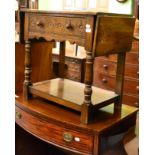 A Titchmarsh & Goodwin style oak drop leaf side table fitted with a drawer