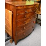 A George III mahogany five height bow fronted chest of drawers
