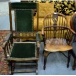 A 19th century Windsor armchair and an American style rocking chair