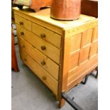 A Victorian pine five drawer straight fronted chest, 110cm wide