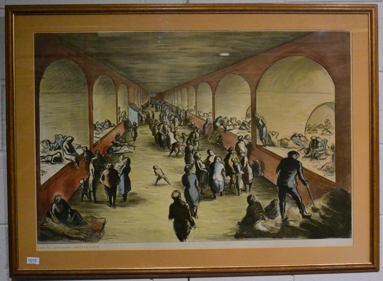 Edward Ardizzone (1900-1979), Shelter Scene, chromolithograph, 650mm by 990mm, framed and glazed