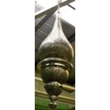 A pierced white metal pendant lantern in the Moroccan Taste, approximately 180cm drop (excluding