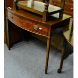 A 19th century inlaid mahogany bow fronted side table fitted with a drawer
