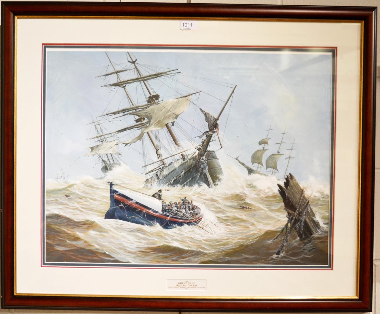 Don Micklethwaite, The Great Gale, Bridlington Bay, gouache, signed below mount Slipped in the