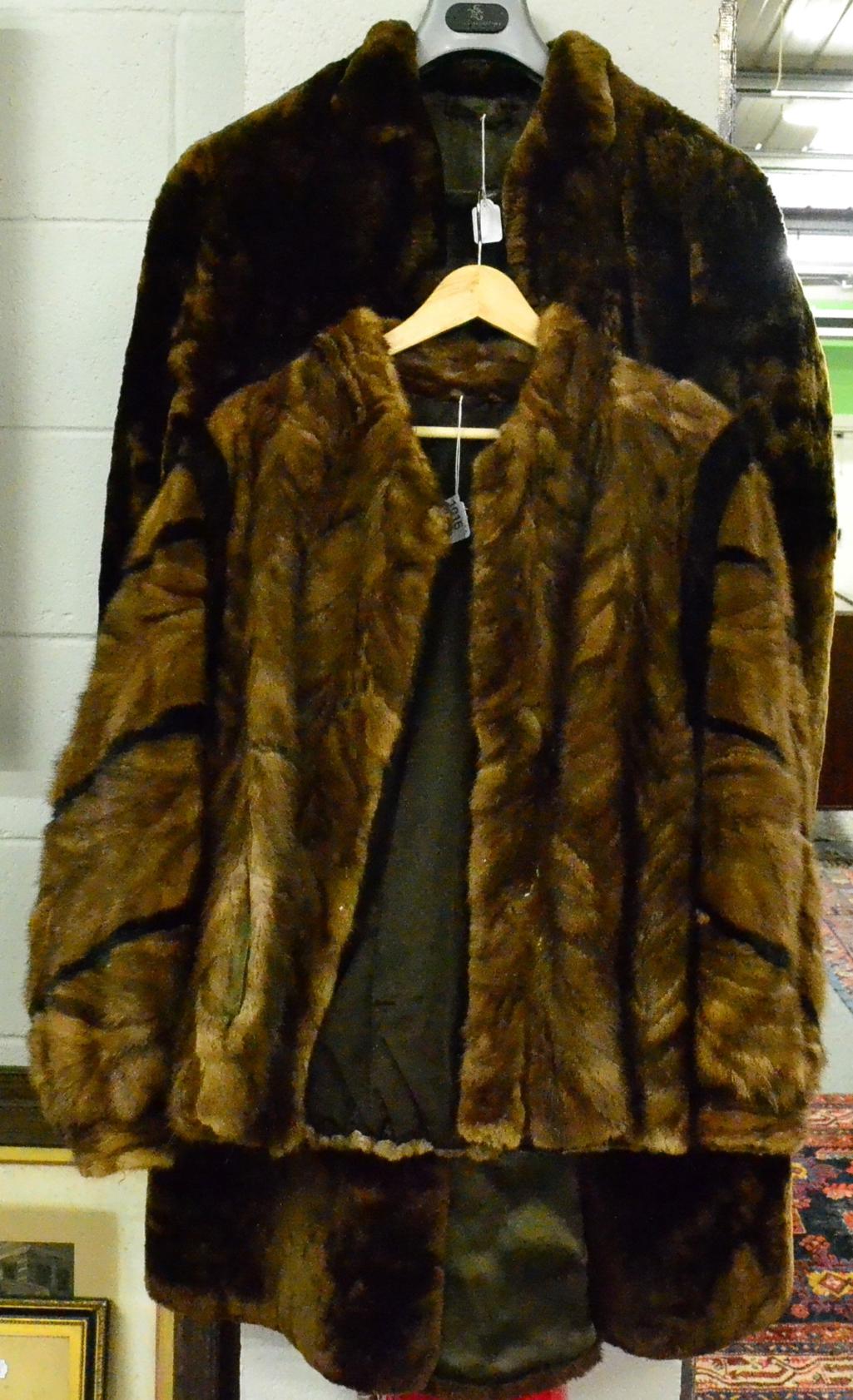 Fur jacket with dark mink trim insertions, and a long brown fur coat (2)