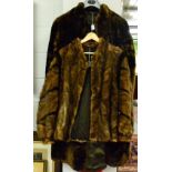 Fur jacket with dark mink trim insertions, and a long brown fur coat (2)