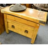 A large pine butchers block