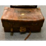A Victorian stitched leather trunk by Allen, London, named to ''Creighton''
