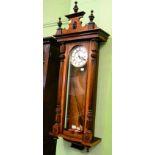 A Vienna style walnut and mahogany regulator wall clock, circa 1890