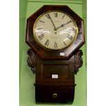 A mahogany drop dial wall timepiece, Allport, Birmingham, circa 1860, octagonal shaped case with