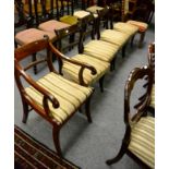A set of four regency mahogany dining chairs, together with a similar open armchair (5)
