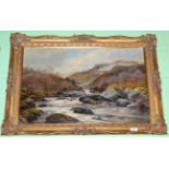 Oil painting by George Harrison 1868, Welsh mountain scene