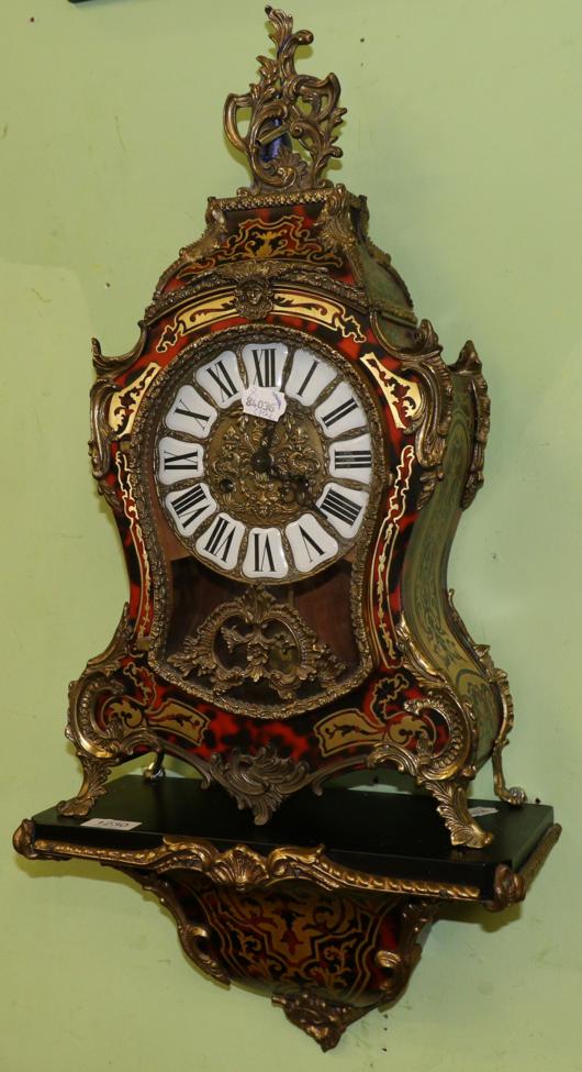 A ''Boulle'' style striking bracket clock, 20th century, brass inlay and faux tortoiseshell, gilt