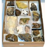 A Tray of Mixed Mineral Specimens, from Cumbria and County Durham including yellow Fluorite from the