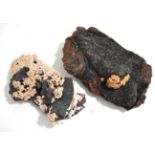 Two Display Specimens of Specurite with Dolomite on Kidney Haematite