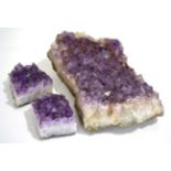 A Large Display Amethyst Specimen, Brazil and A Pair of Amethyst Bookends (3)