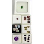 A Quantity of Loose Gemstones, including, an amethyst, a ruby, a chrome diopside, five opals, five